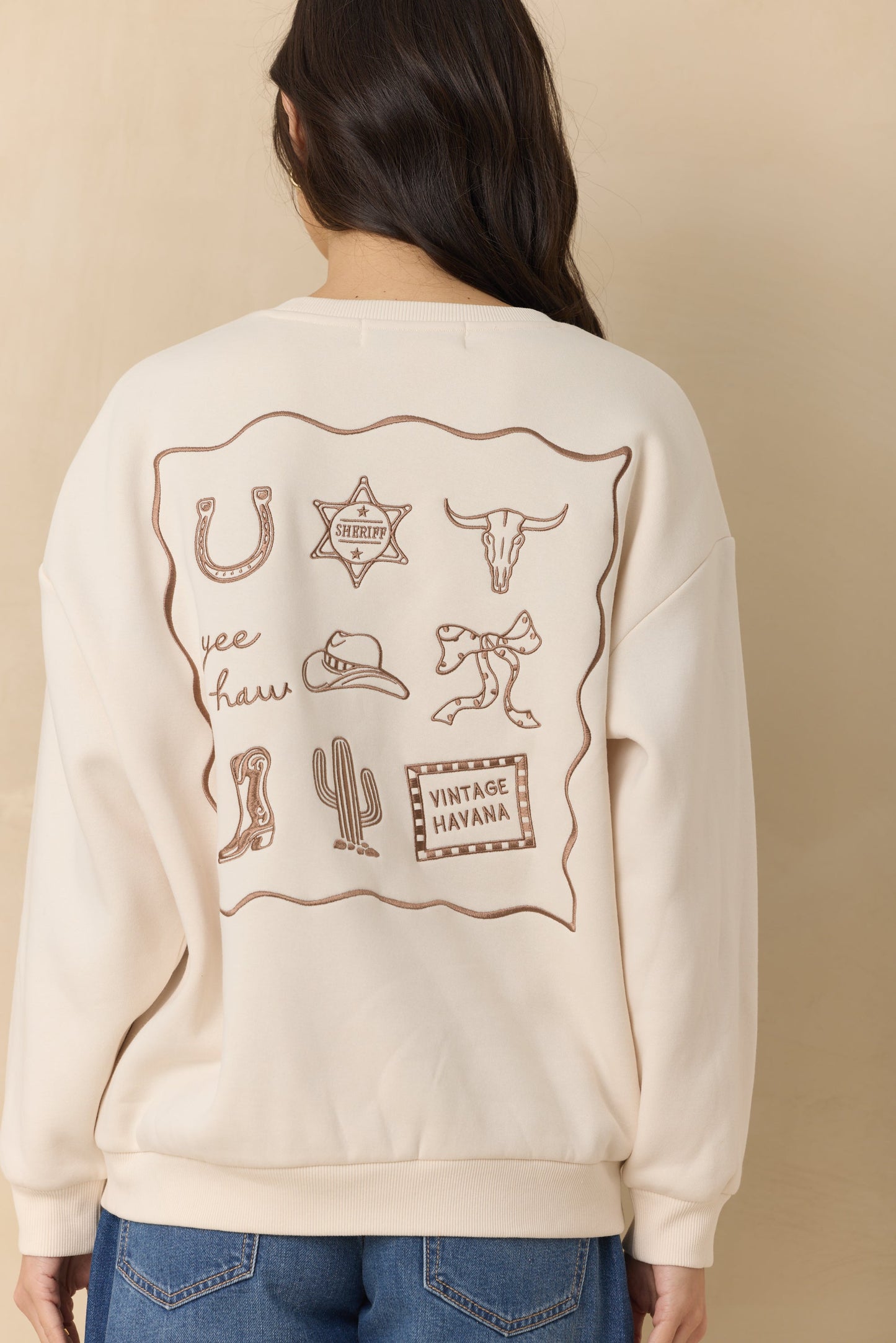 Coconut Lucky Vintage Havana Ultra Fleece Crew with Embroidery
