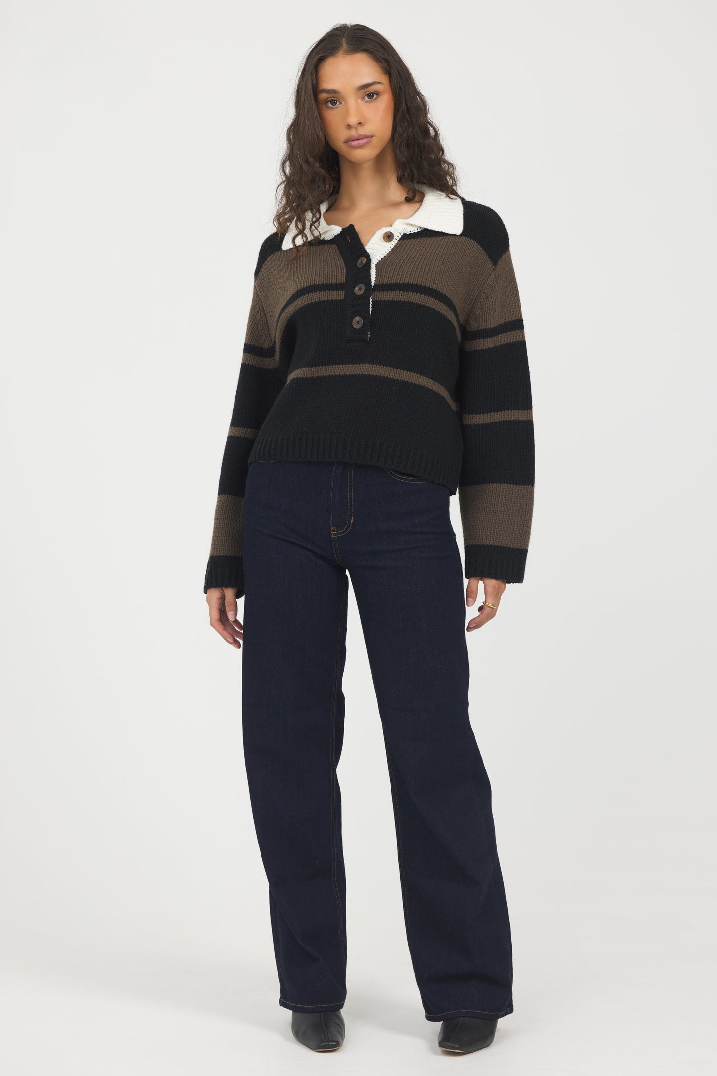 Woodland Vintage Havana Woodland Stripe Collared Sweater