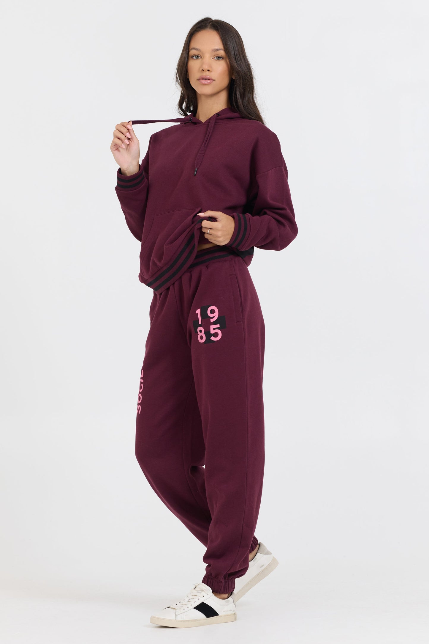 Cabernet Vintage Havana Cabernet W/ Rose Printed Heavy Surf Wash Hoodie