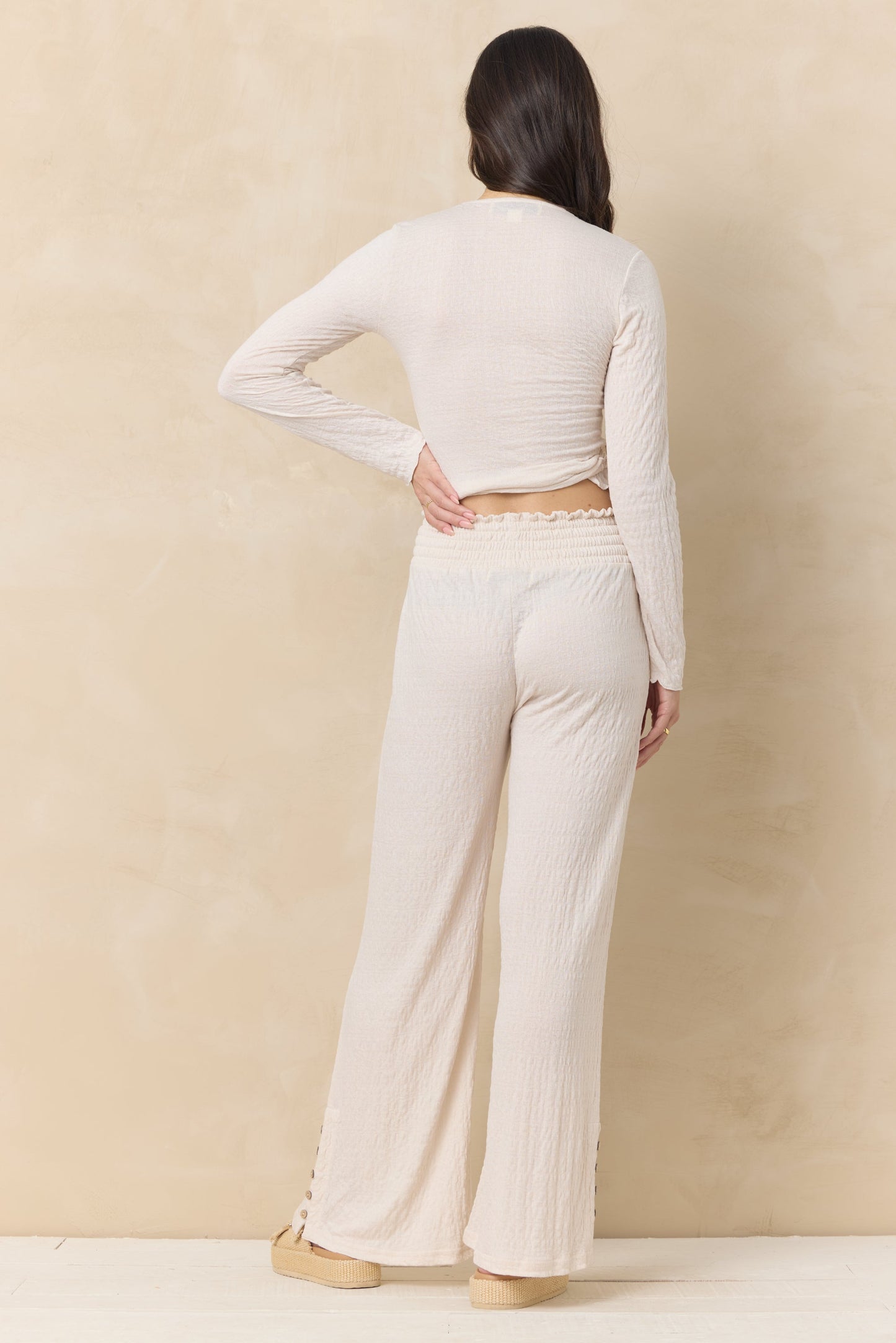 Vintage Havana Crinkle Knit Wrap Top