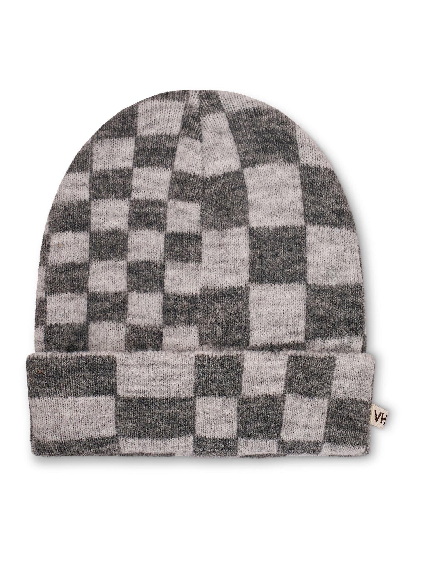 Grey Vintage Havana CHECK PATTERN BEANIE - GREY