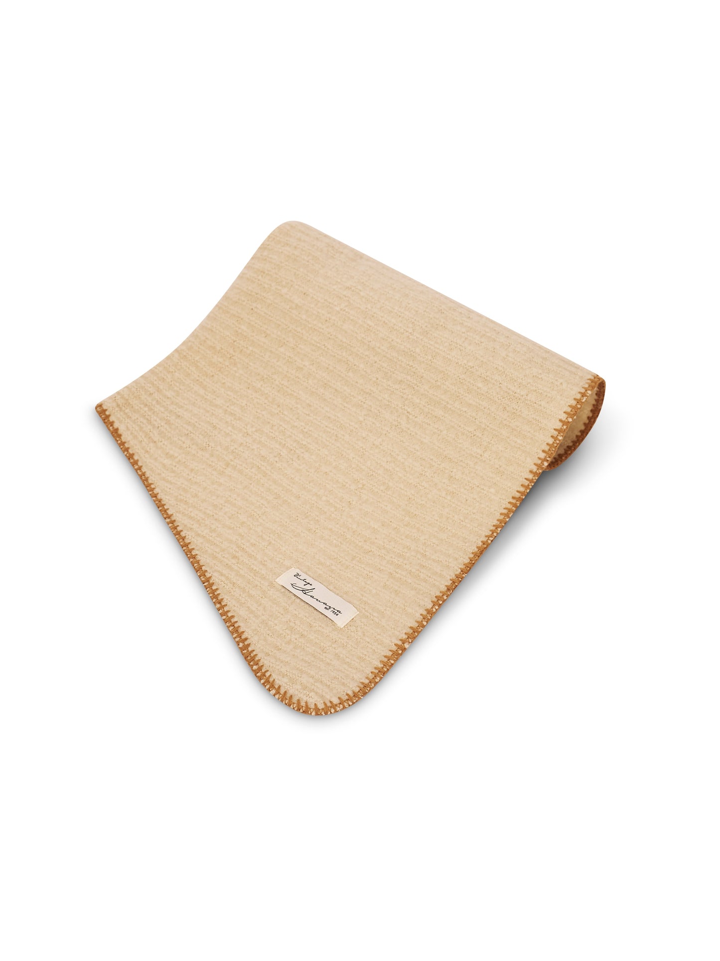 Ivory/Wheat Vintage Havana BLANKET STITCH KNIT SCARF - IVORY/WHEAT