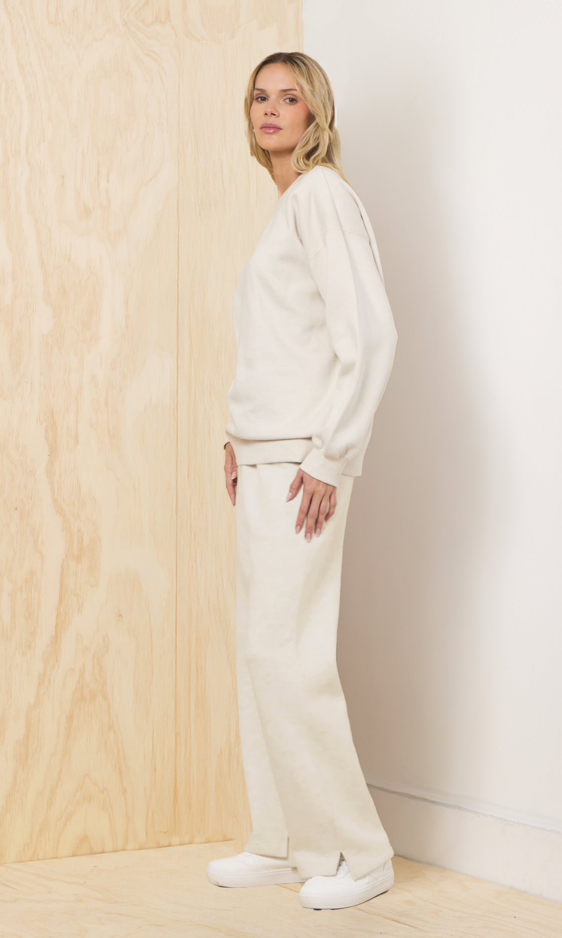 Bone Vintage Havana Proweave Fold Over Sweatpants - Bone