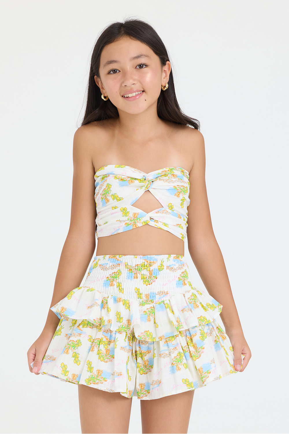 Vintage Havana Kids Smocked Waist Ruffle Skort