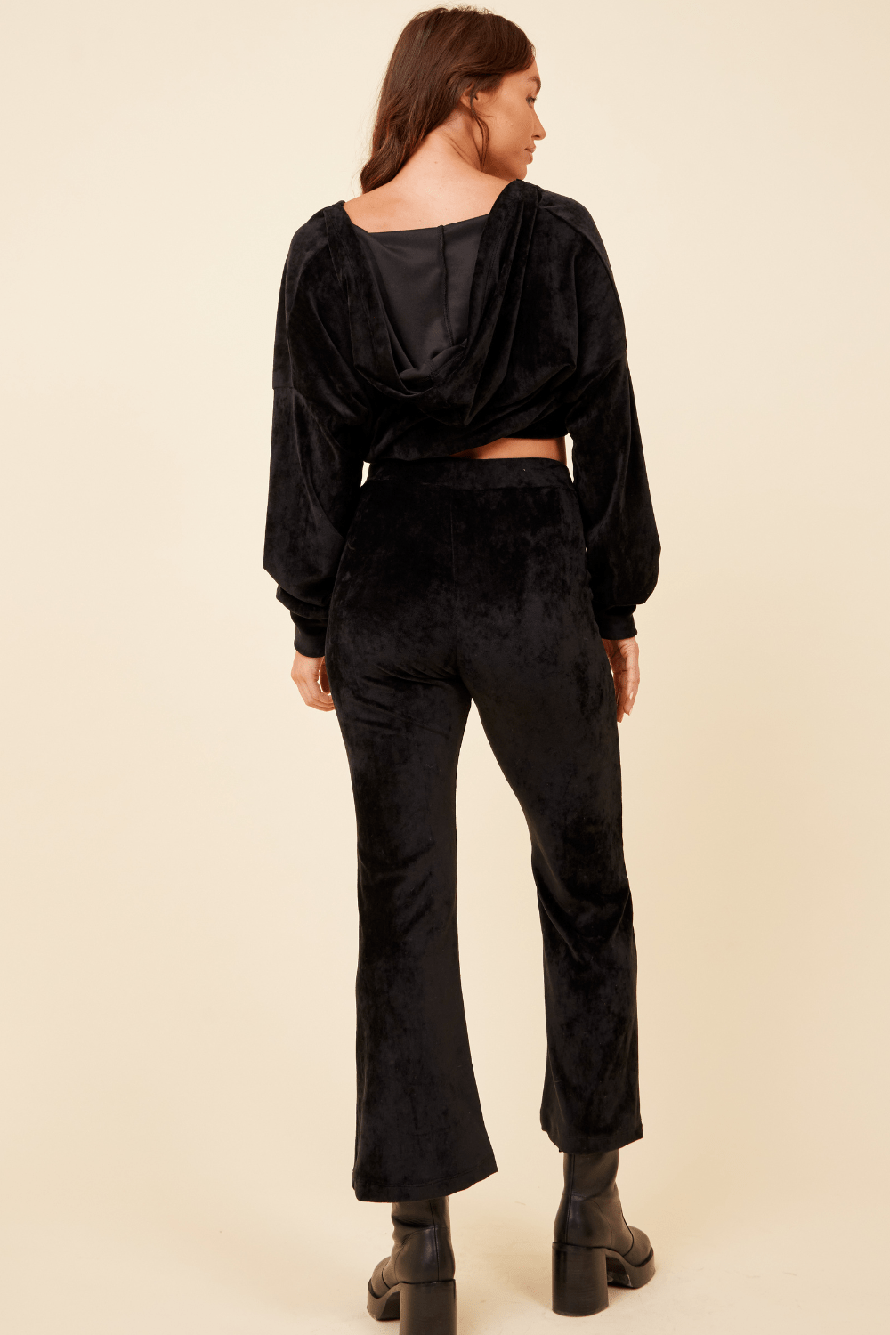 Black Vintage Havana Black Velour Surplice Hoodie