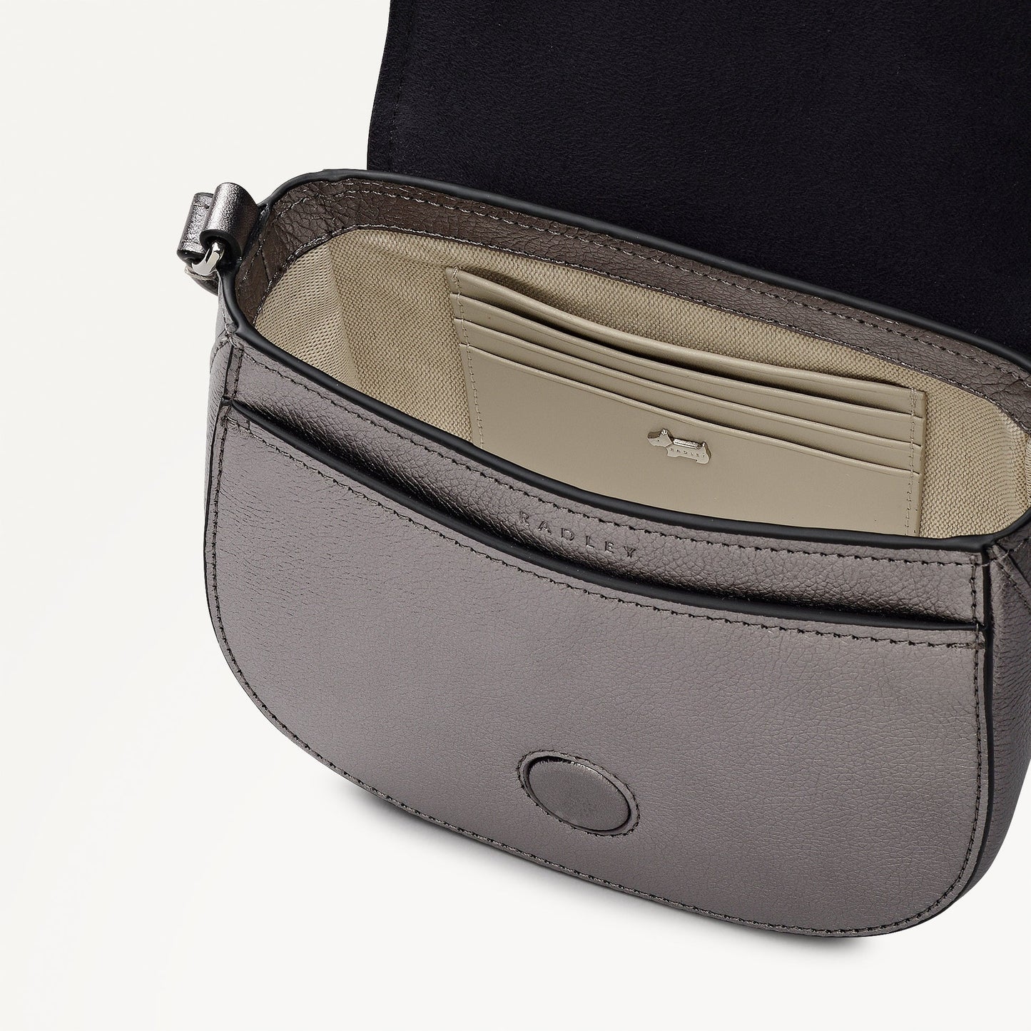 Radley London Gun Metal Mini Flapover Cross Body Bag