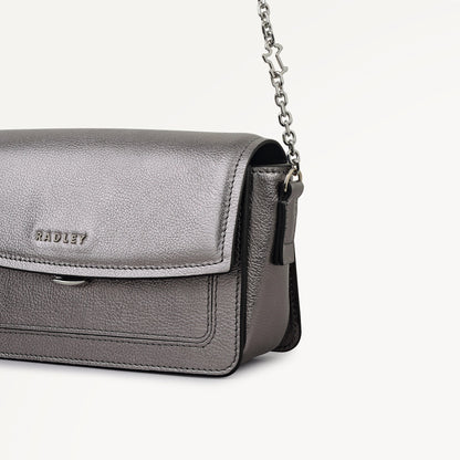 Radley London Gun Metal Mini Flapover Cross Body Bag