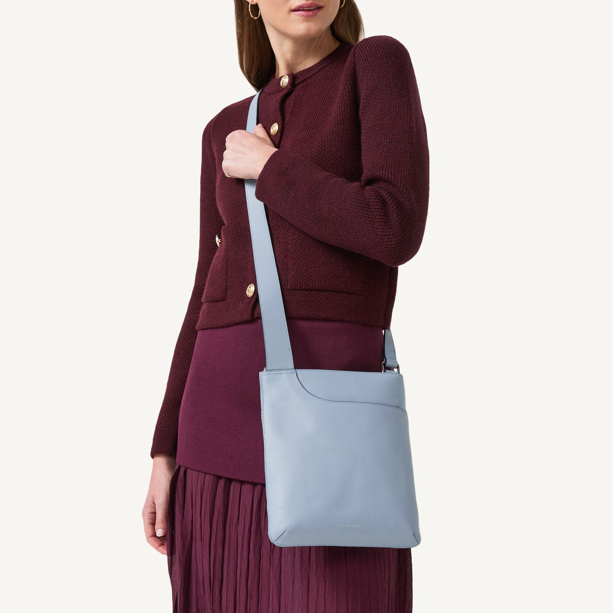 Radley London Smoke Blue Medium Ziptop Cross Body Bag