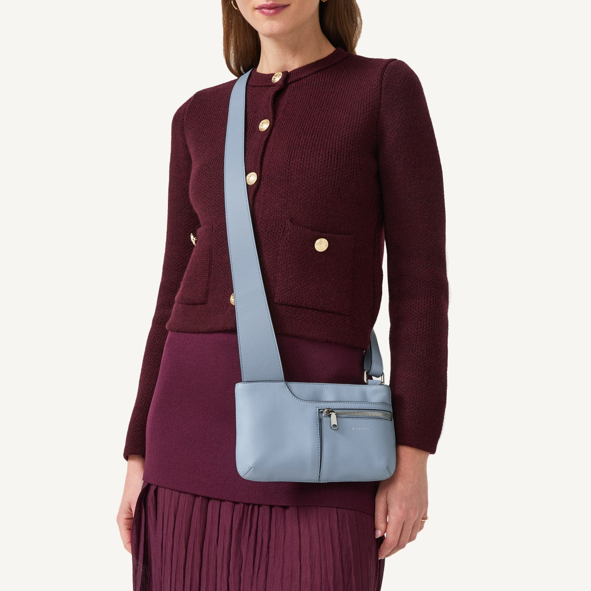 Radley London Smoke Blue Mini Ziptop Cross Body Bag