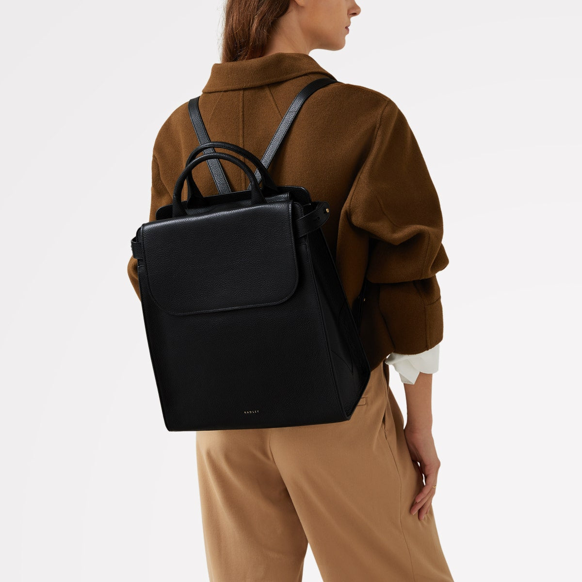 Radley London Black Large Flapover Backpack
