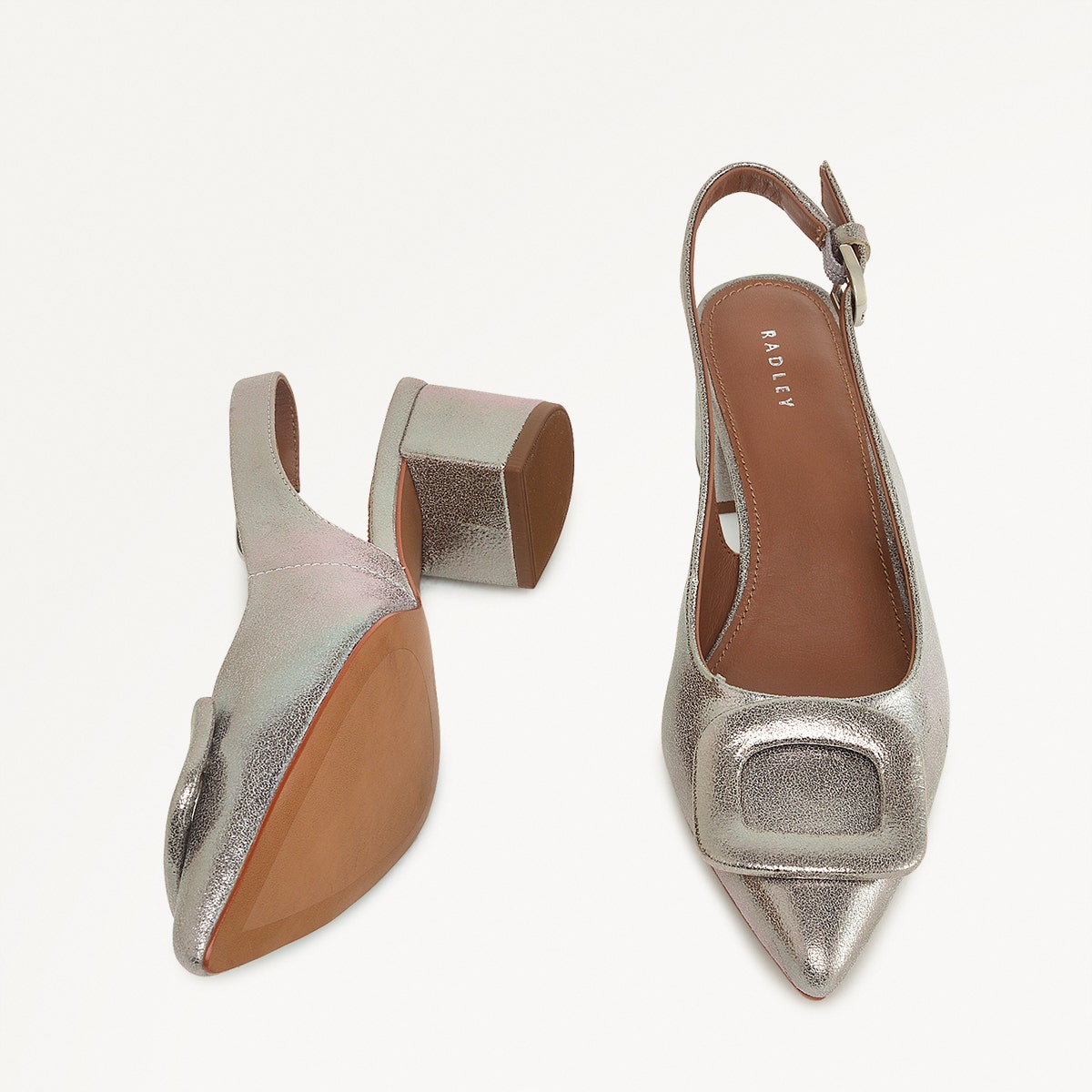 Radley London Dark Silver Heeled Slingback