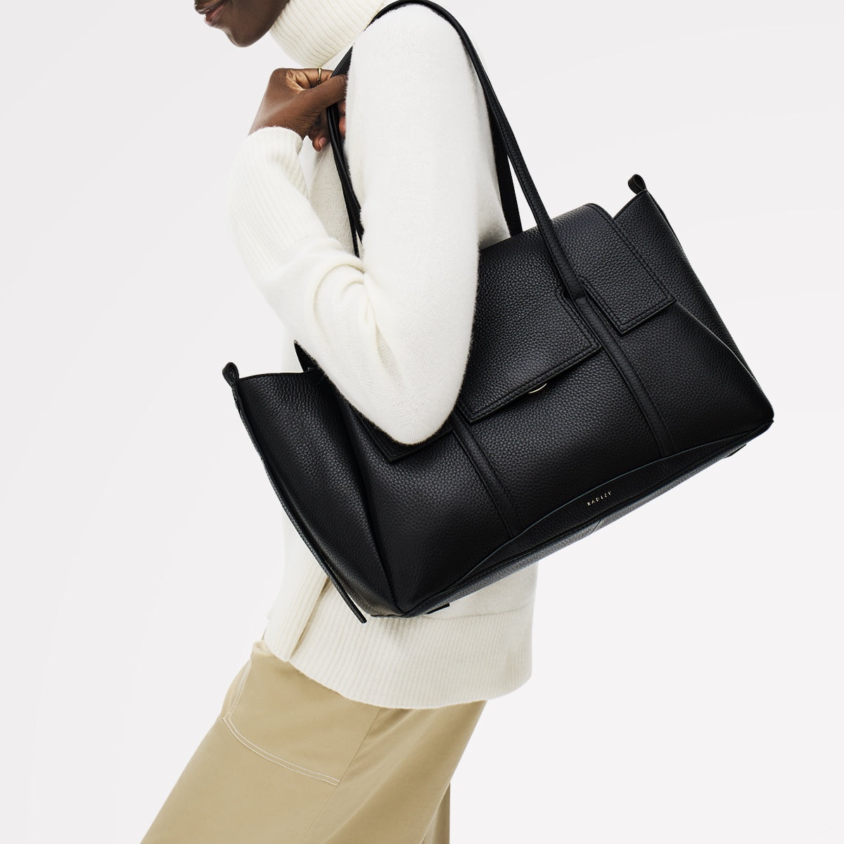 Radley London Black Large Flapover Shoulder Bag