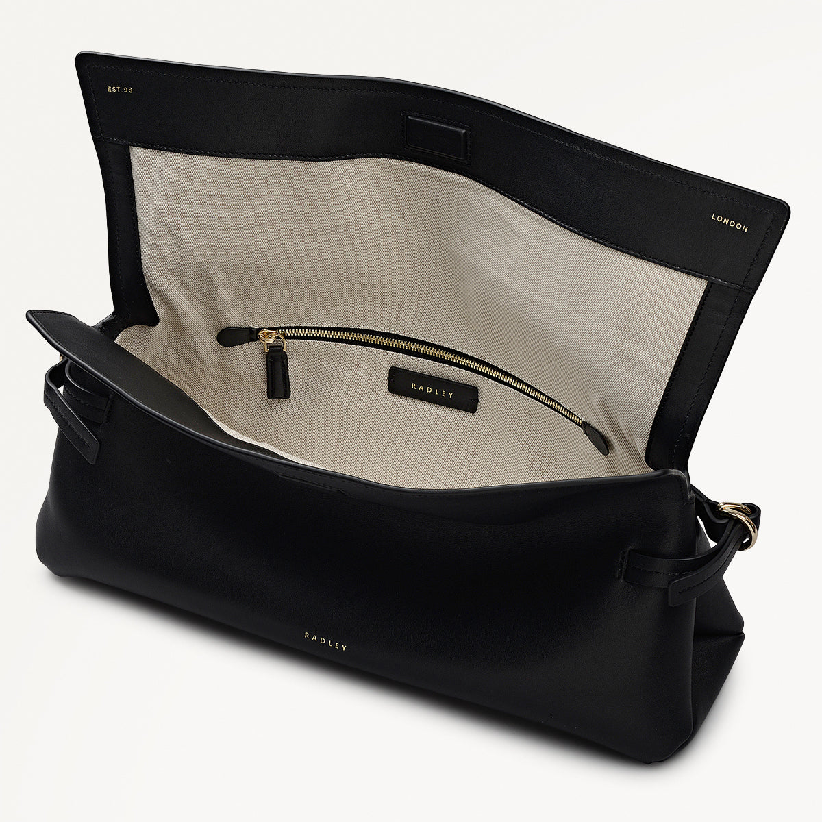 Radley London Black Large Flapover Clutch Bag