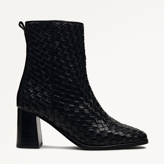 Radley London Black Weave Sqaure Toe Heeled Boot