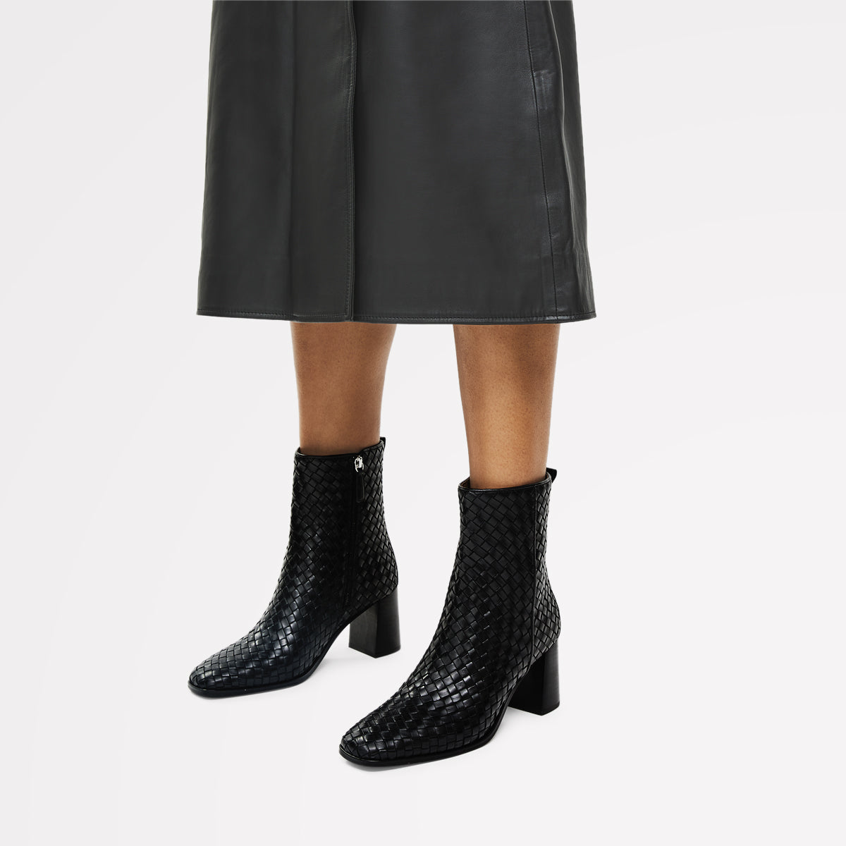Radley London Black Weave Sqaure Toe Heeled Boot