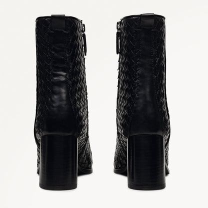 Radley London Black Weave Sqaure Toe Heeled Boot