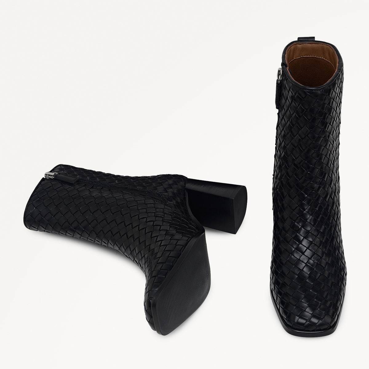 Radley London Black Weave Sqaure Toe Heeled Boot