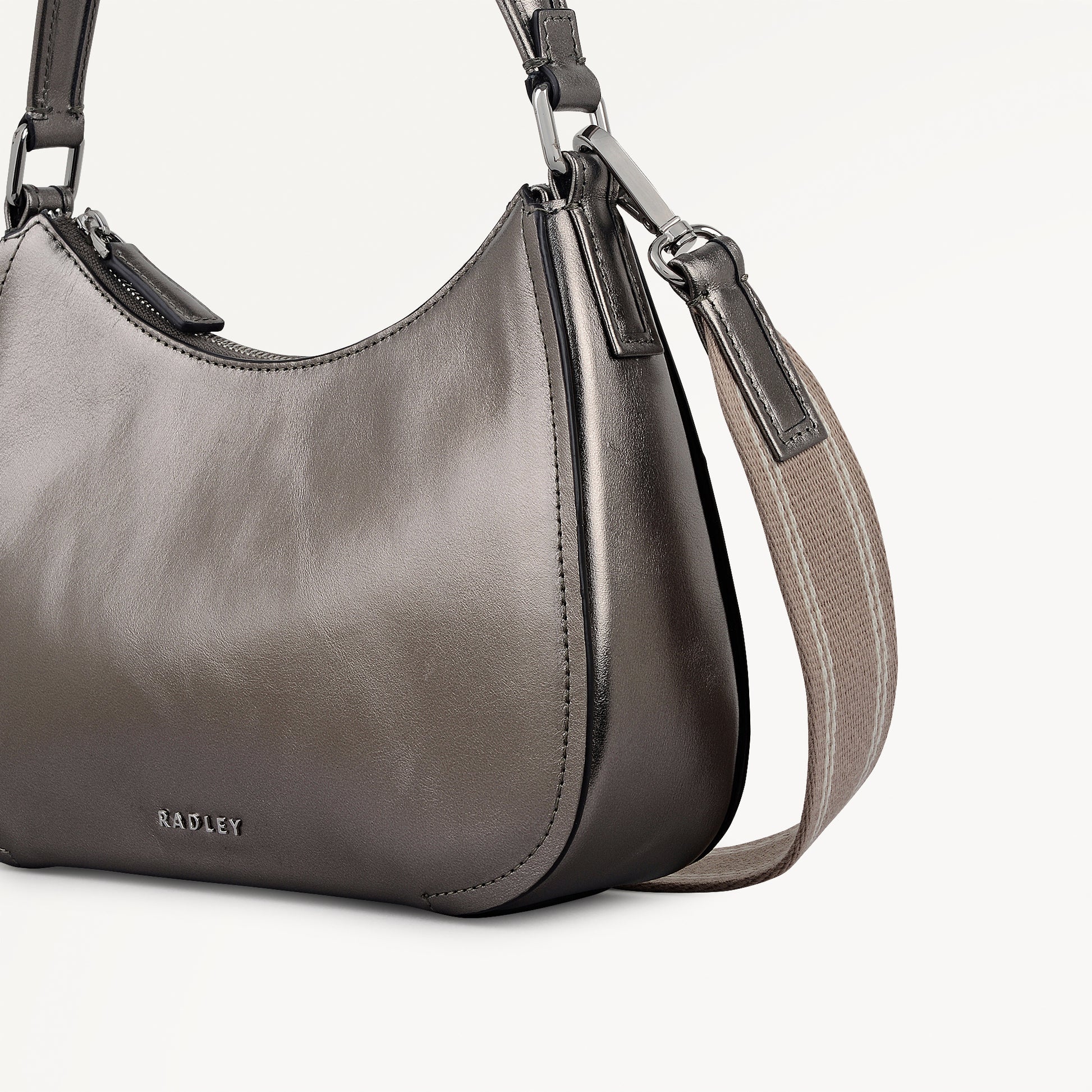 Radley London Gun Metal Medium Ziptop Shoulder Bag
