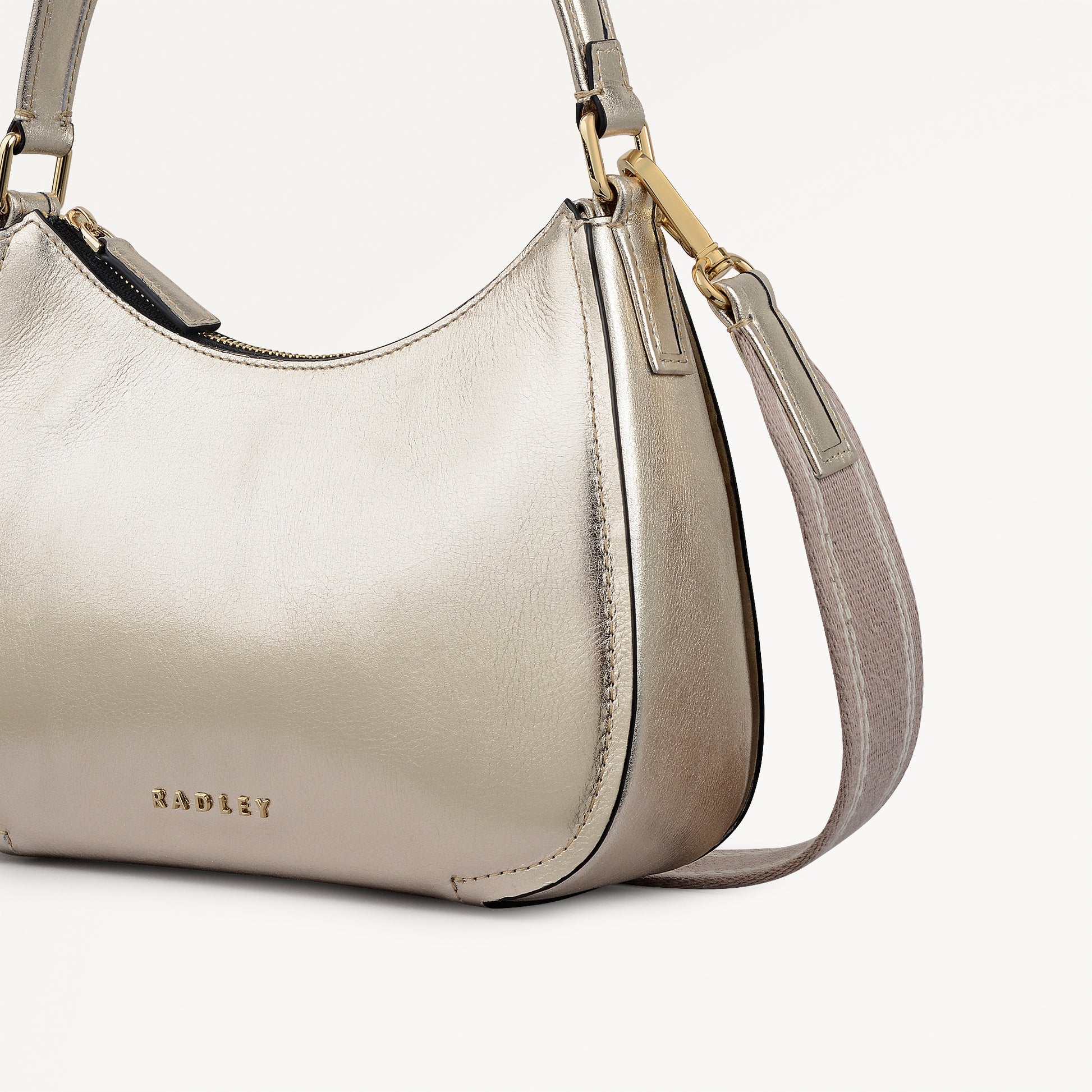 Radley London Gold Medium Ziptop Shoulder Bag