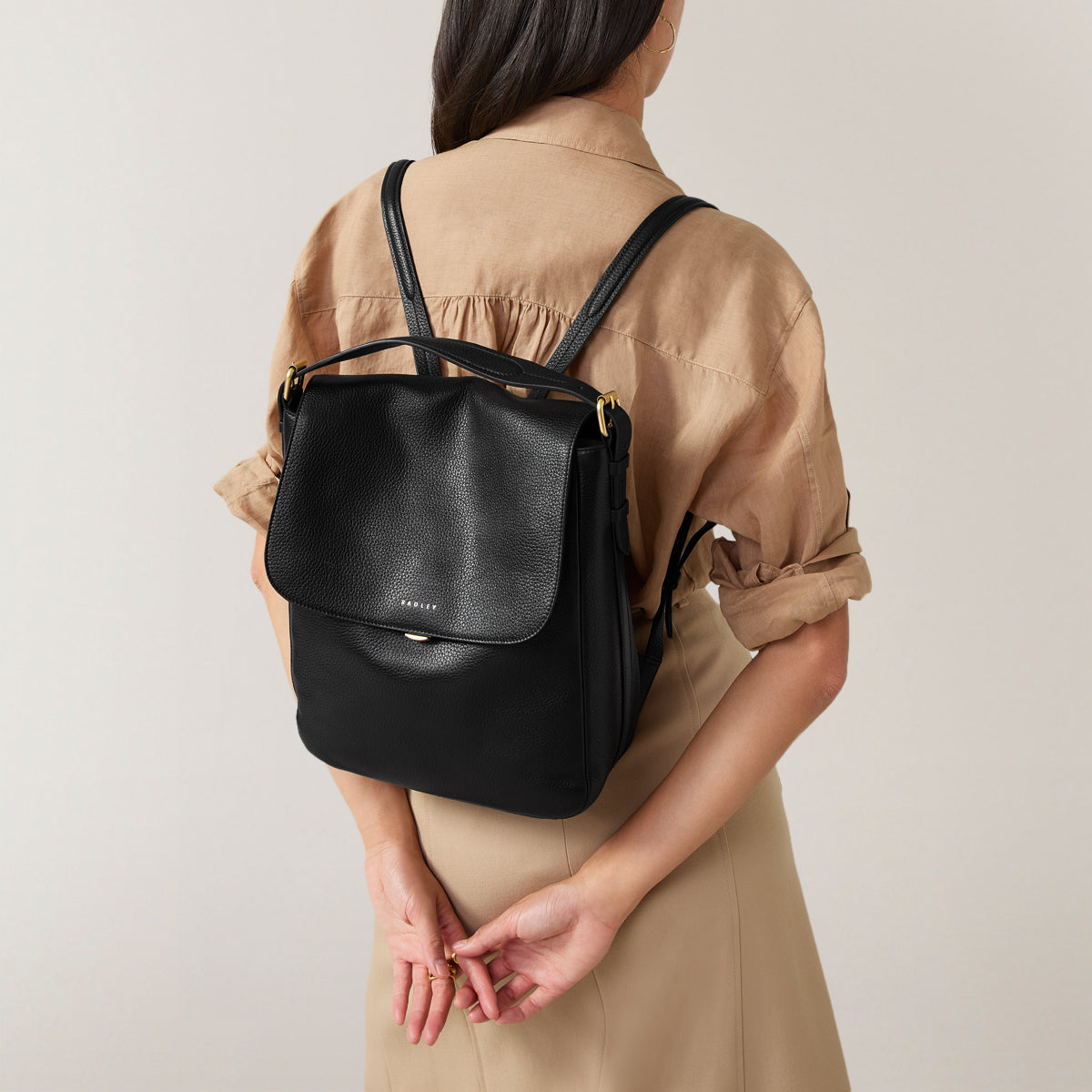 Radley London Black Medium Flapover Backpack