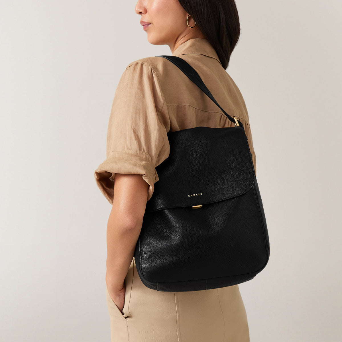 Radley London Black Medium Flapover Backpack