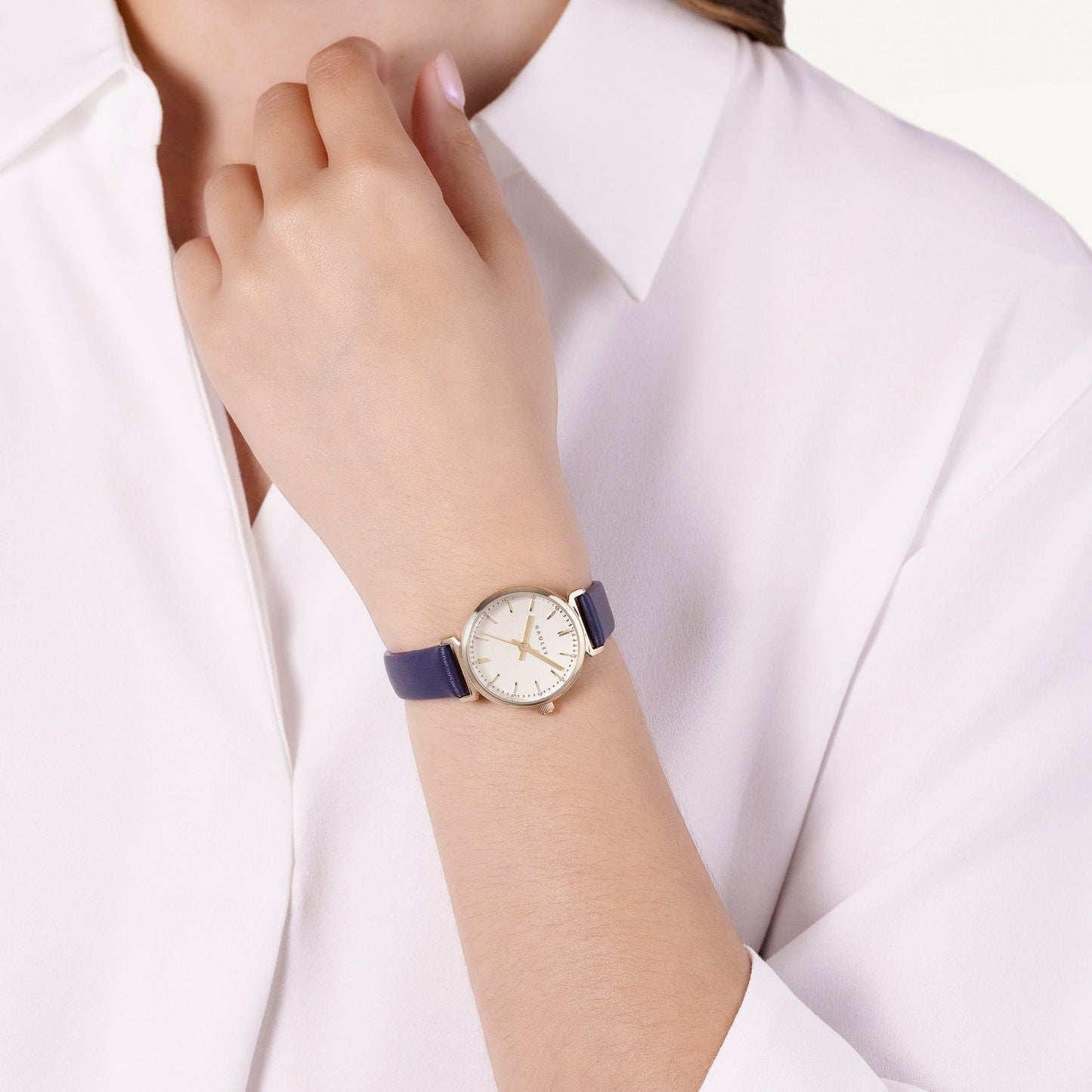 Radley London Roman Crescent T-Bar Leather Strap Watch Ink - RY21894