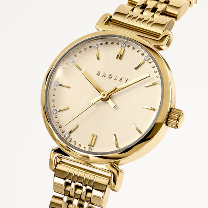 Radley London Roman Crescent T-Bar Bracelet Watch Gold - RY4672