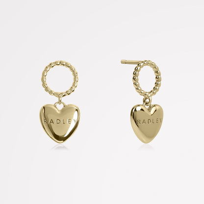 Radley London Gold 18Ct Gold Plated Hanging Heart Earrings