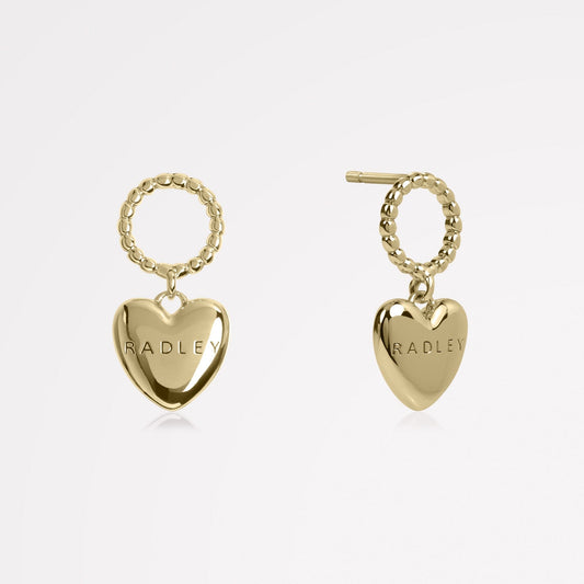 Radley London Gold 18Ct Gold Plated Hanging Heart Earrings