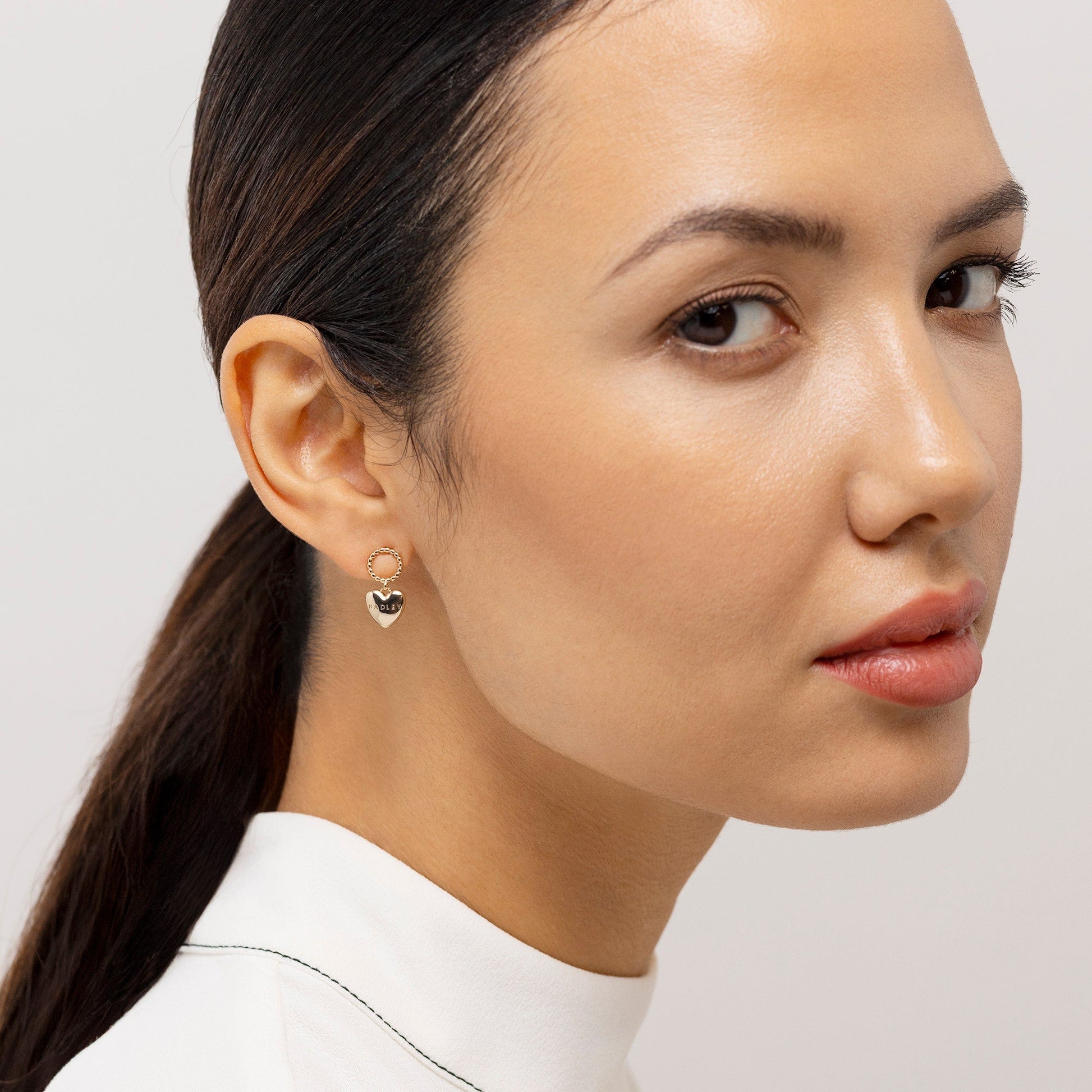 Radley London Gold 18Ct Gold Plated Hanging Heart Earrings