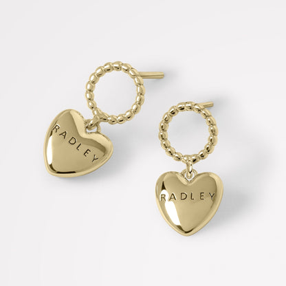 Radley London Gold 18Ct Gold Plated Hanging Heart Earrings