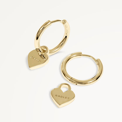 Radley London Gold Hanging Heart Huggie Earrings