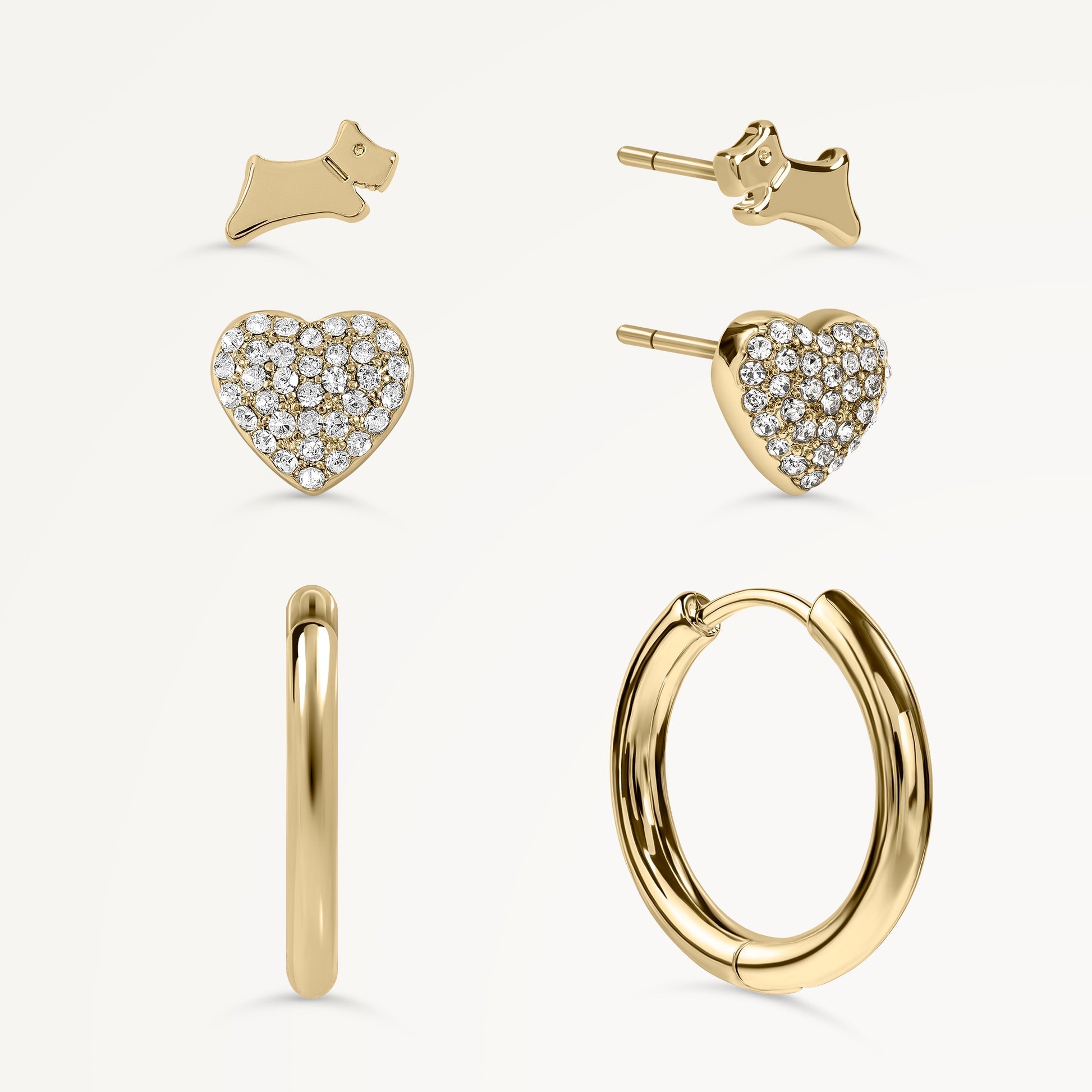 Radley London Gold Heart & Huggie Triple Pack Earrings
