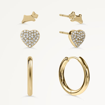 Radley London Gold Heart & Huggie Triple Pack Earrings