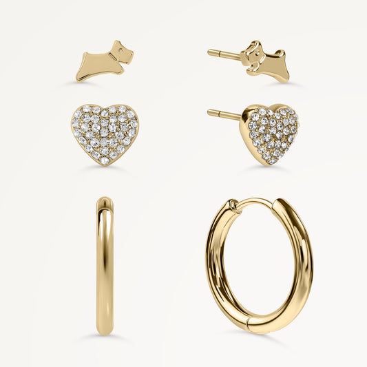 Radley London Gold Heart & Huggie Triple Pack Earrings