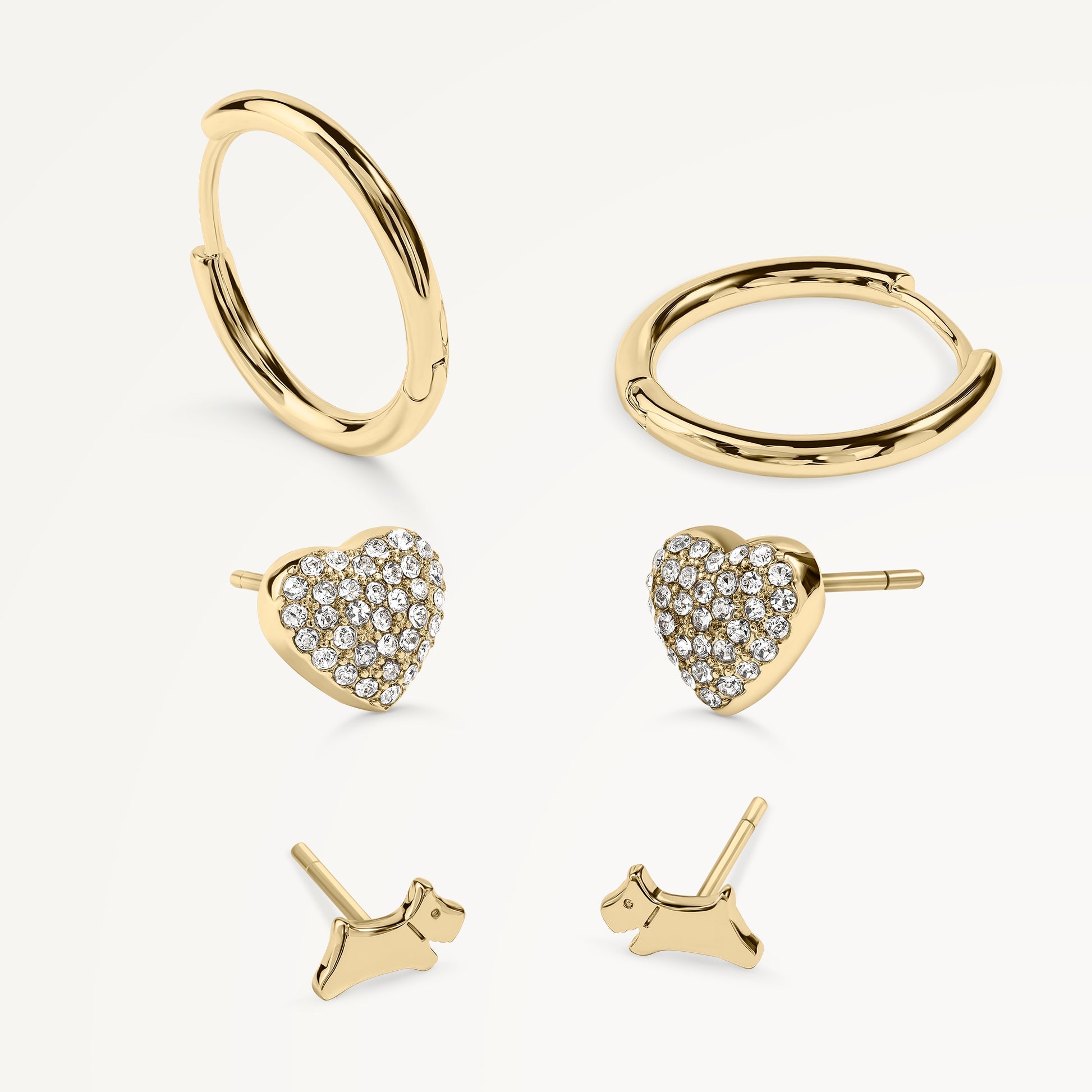 Radley London Gold Heart & Huggie Triple Pack Earrings