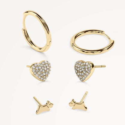 Radley London Gold Heart & Huggie Triple Pack Earrings