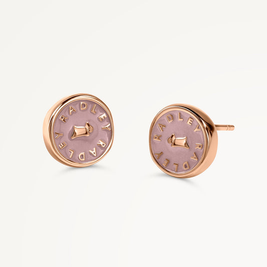 Radley London Pink Enamel Round Earrings