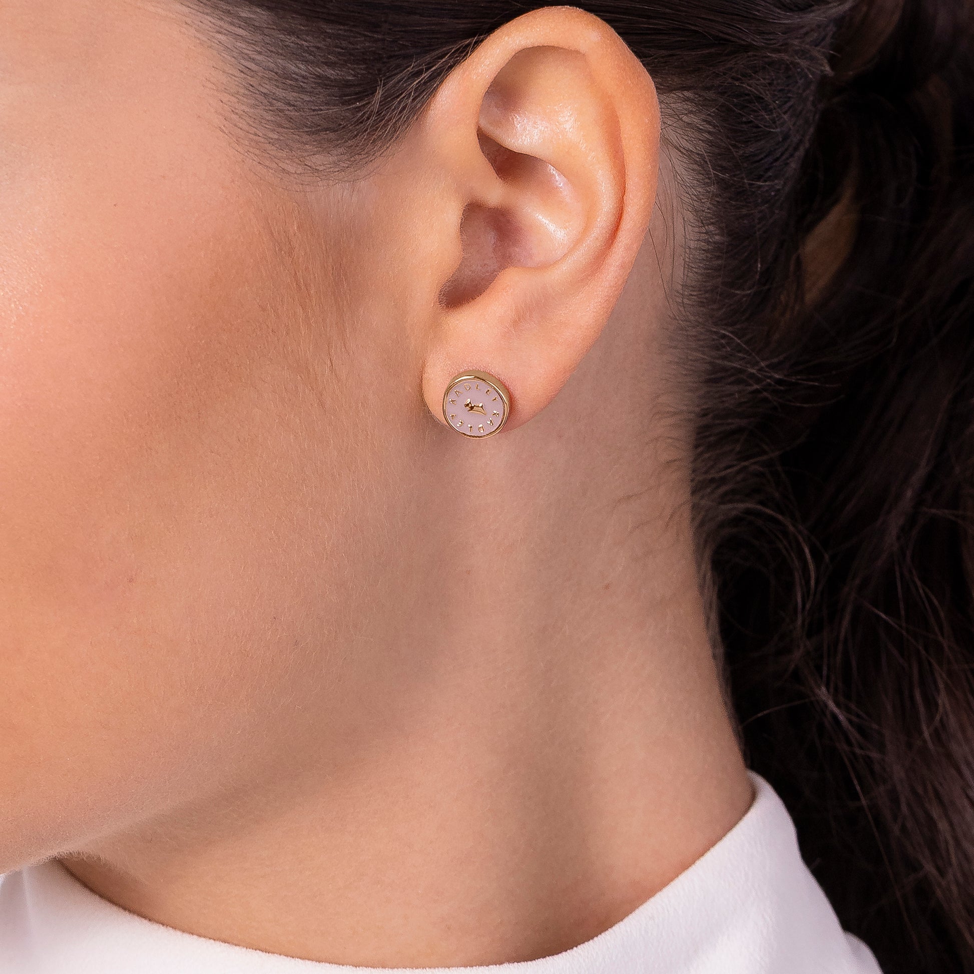 Radley London Pink Enamel Round Earrings