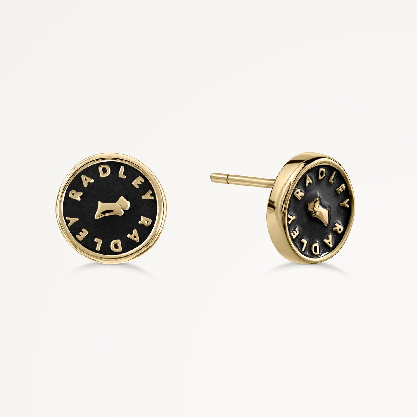 Radley London Black Enamel Round Earrings