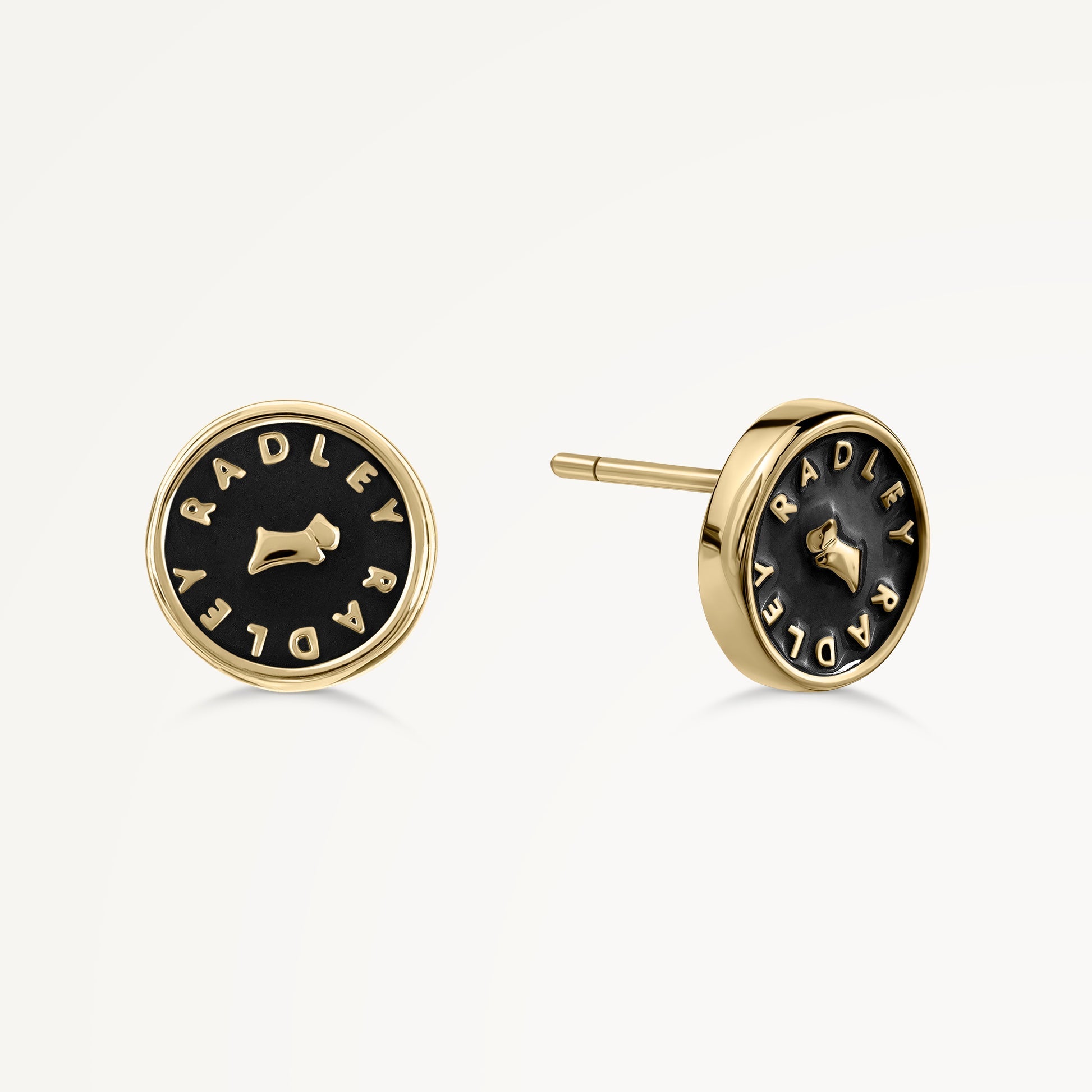Radley London Black Enamel Round Earrings