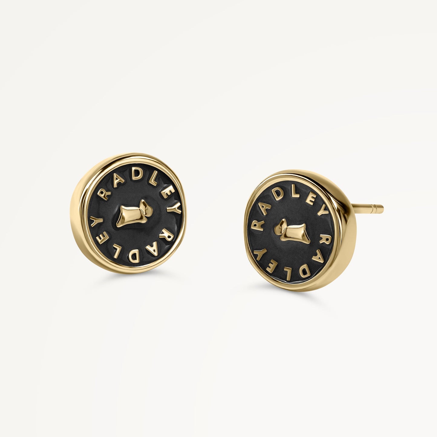 Radley London Black Enamel Round Earrings