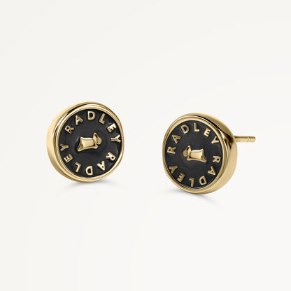 Radley London Black Enamel Round Earrings