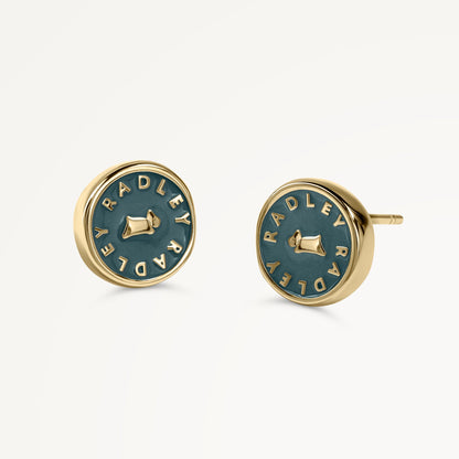 Radley London Teal Enamel Round Earrings