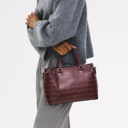 Radley London Eltham Mews Leather Small Ziptop Grab Bag in Merlot - 111962
