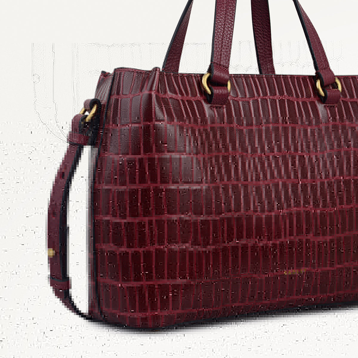 Radley London Eltham Mews Leather Small Ziptop Grab Bag in Merlot - 111962