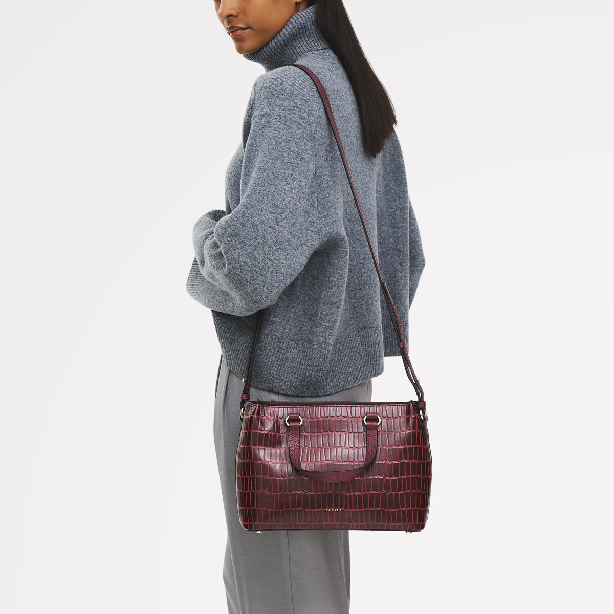 Radley London Eltham Mews Leather Small Ziptop Grab Bag in Merlot - 111962