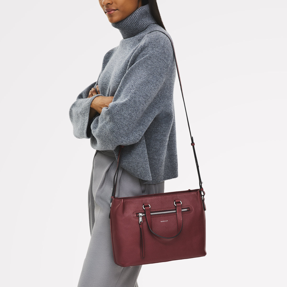 Radley London Pickwick Leather Medium Ziptop Grab Bag in Merlot - 111960
