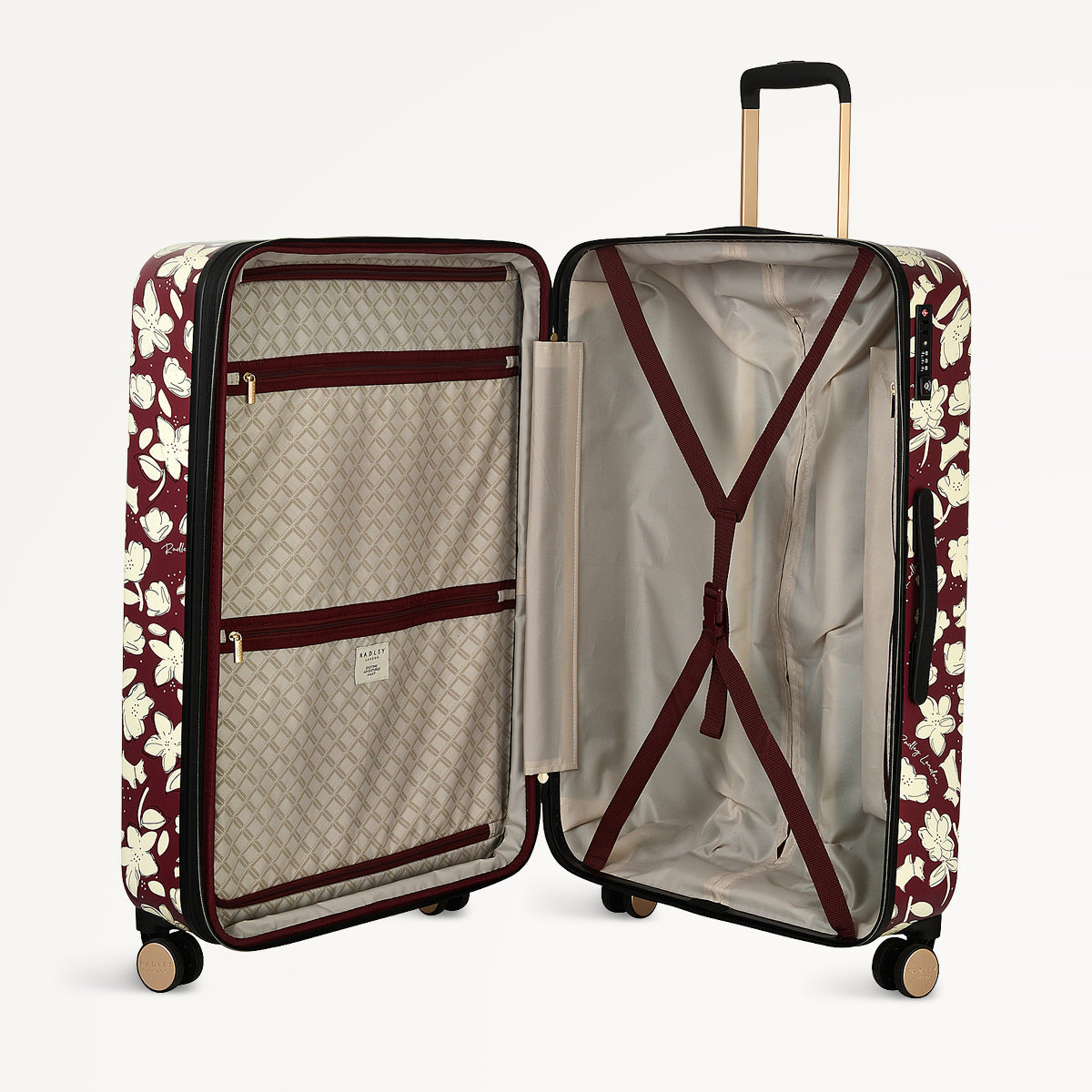 Radley London Thrift Floral 4 Wheel Large Suitcase Dark Cherry - 112887