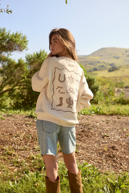 Coconut Lucky Vintage Havana Ultra Fleece Crew with Embroidery